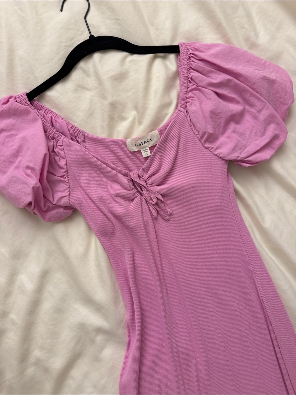 l*space Lilac Puff Sleeve Tie-Front Dress